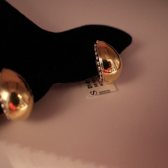 LAGOS High Bar Caviar Sterling/18K Gold Earrings – Omega Back NWT $995 - Picture 5 of 8